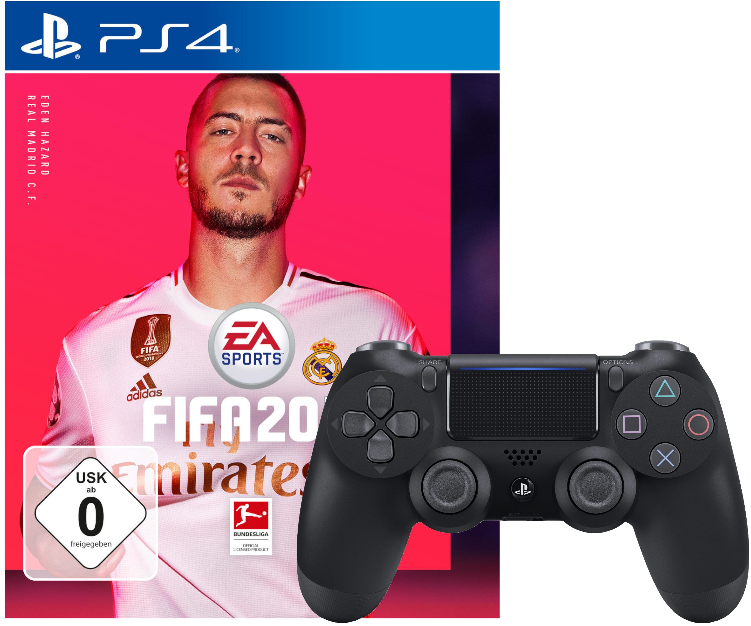 SONY PS4 DualShock 4 Wireless Controller V2 schwarz + FIFA 20