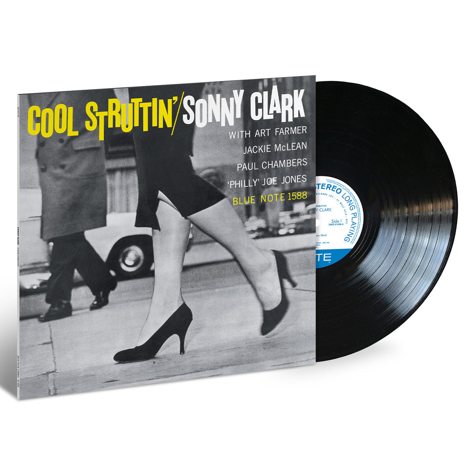 Vinyl-Cover für 'Cool Struttin' von Sonny Clark. Enthält eine Schwarz-Weiß-Fotografie.