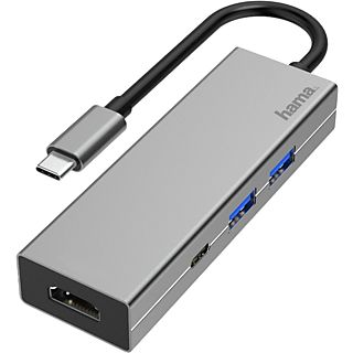 Hub USB - Hama 00200107, 2x USB-A, 1x USB-C, 1x HDMI, 5000 Mbit/s, 4K, Gris