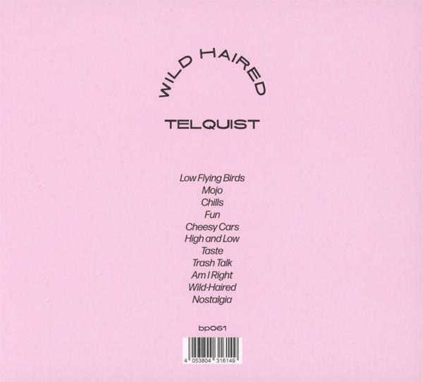 Albumrückseite. Rosa Hintergrund, schwarzer Text. Albumtitel und Songliste. Künstler ist Telquist.