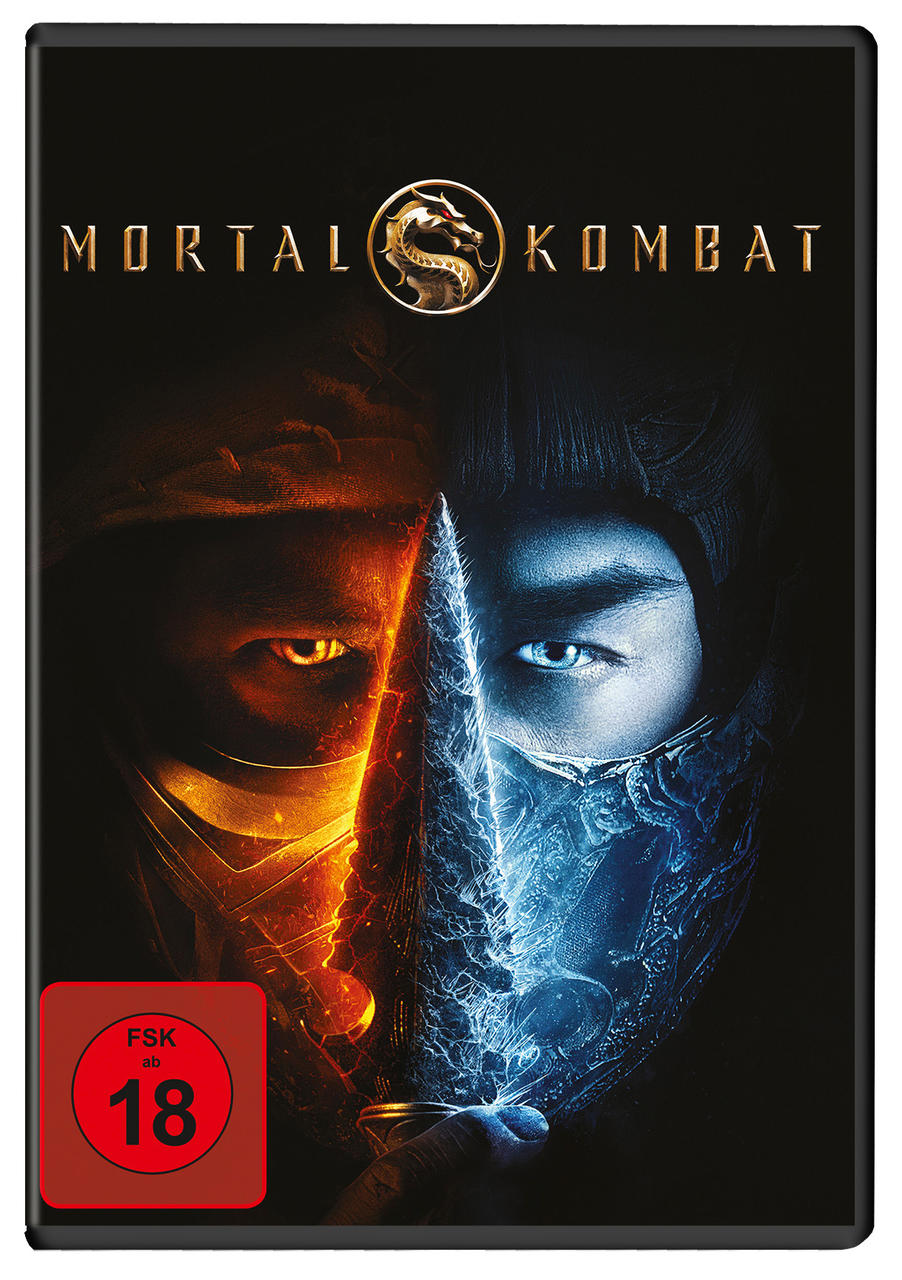 'Mortal Kombat' DVD-Cover. Zwei Charaktere stehen sich gegenüber, Feuer und Eis.