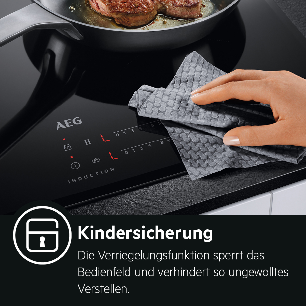 AEG HZ55M30I5R Serie 6000 mit SteamBake Feuchtigkeitszugabe (mit Pyrolyse), Einbauherdset (Induktionskochfeld, A+, 71 l)