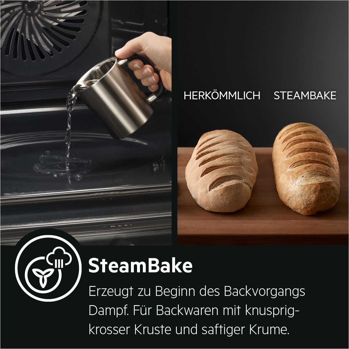 AEG HZ55M30I5R Serie 6000 mit SteamBake Feuchtigkeitszugabe (mit Pyrolyse), Einbauherdset (Induktionskochfeld, A+, 71 l)