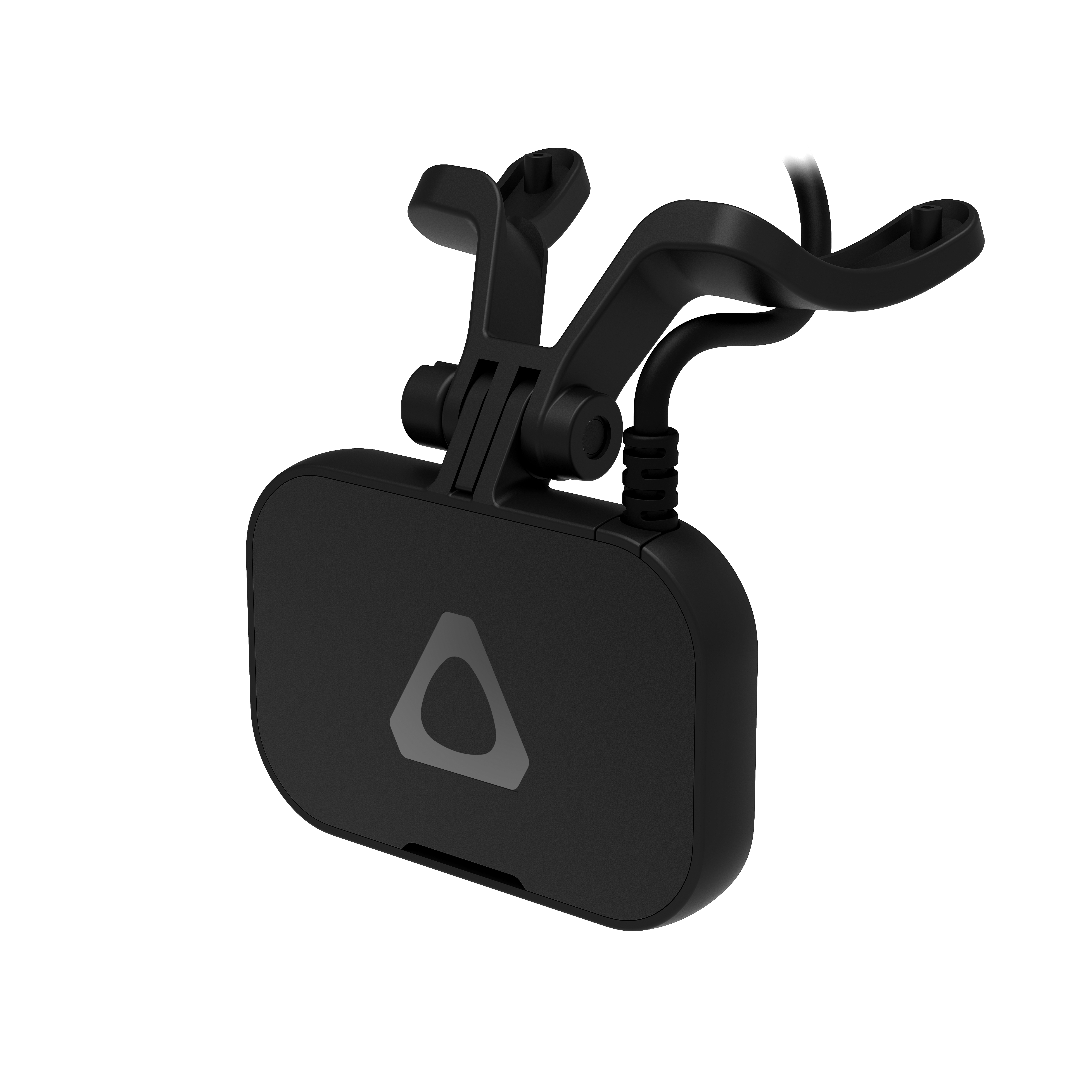 Ein schwarzer VR-Headset-Sensor, schräge Ansicht.