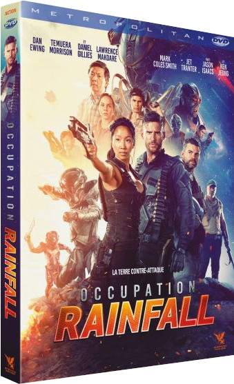 Couverture DVD : Titre du film 'Occupation Rainfall', acteurs, thème de science-fiction, action.