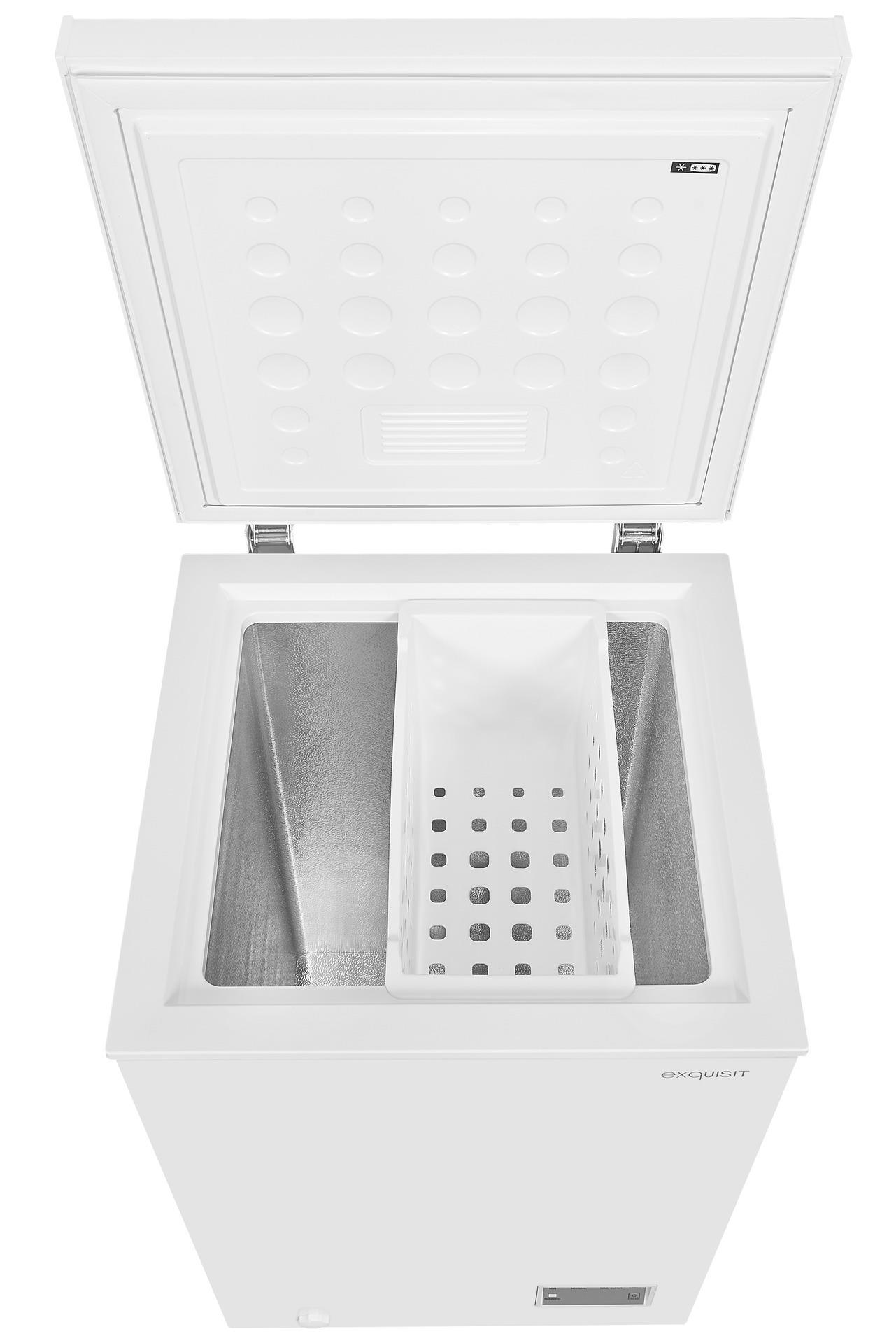 EXQUISIT GT100-E-040E Gefriertruhe (E, 98 l, 845 mm hoch, Weiß)