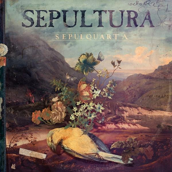Albumcover 'Sepultura - SepulQuarta' mit Vogel und floralen Elementen.