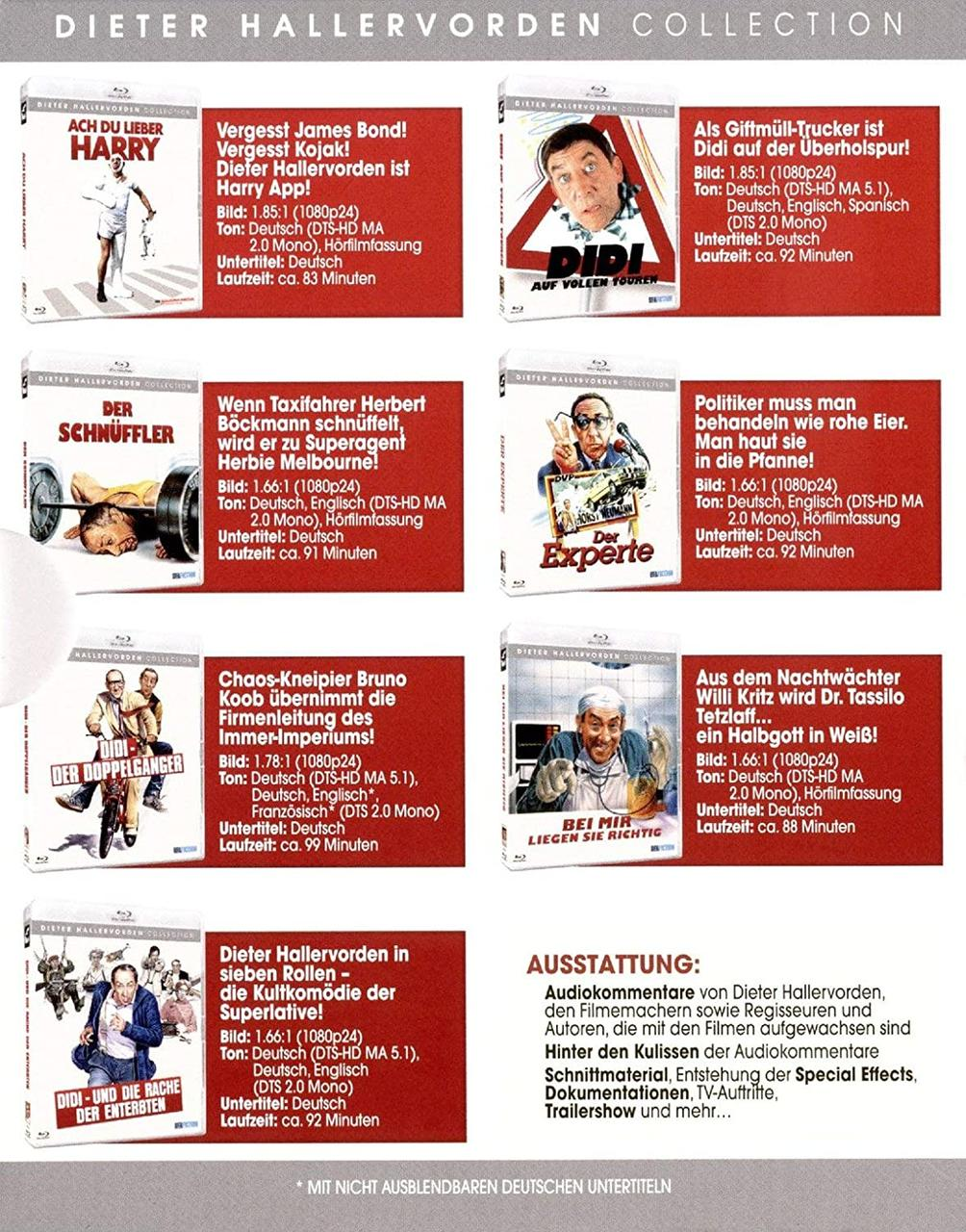 Eine DVD-Box mit Text und Bildern von Filmen.