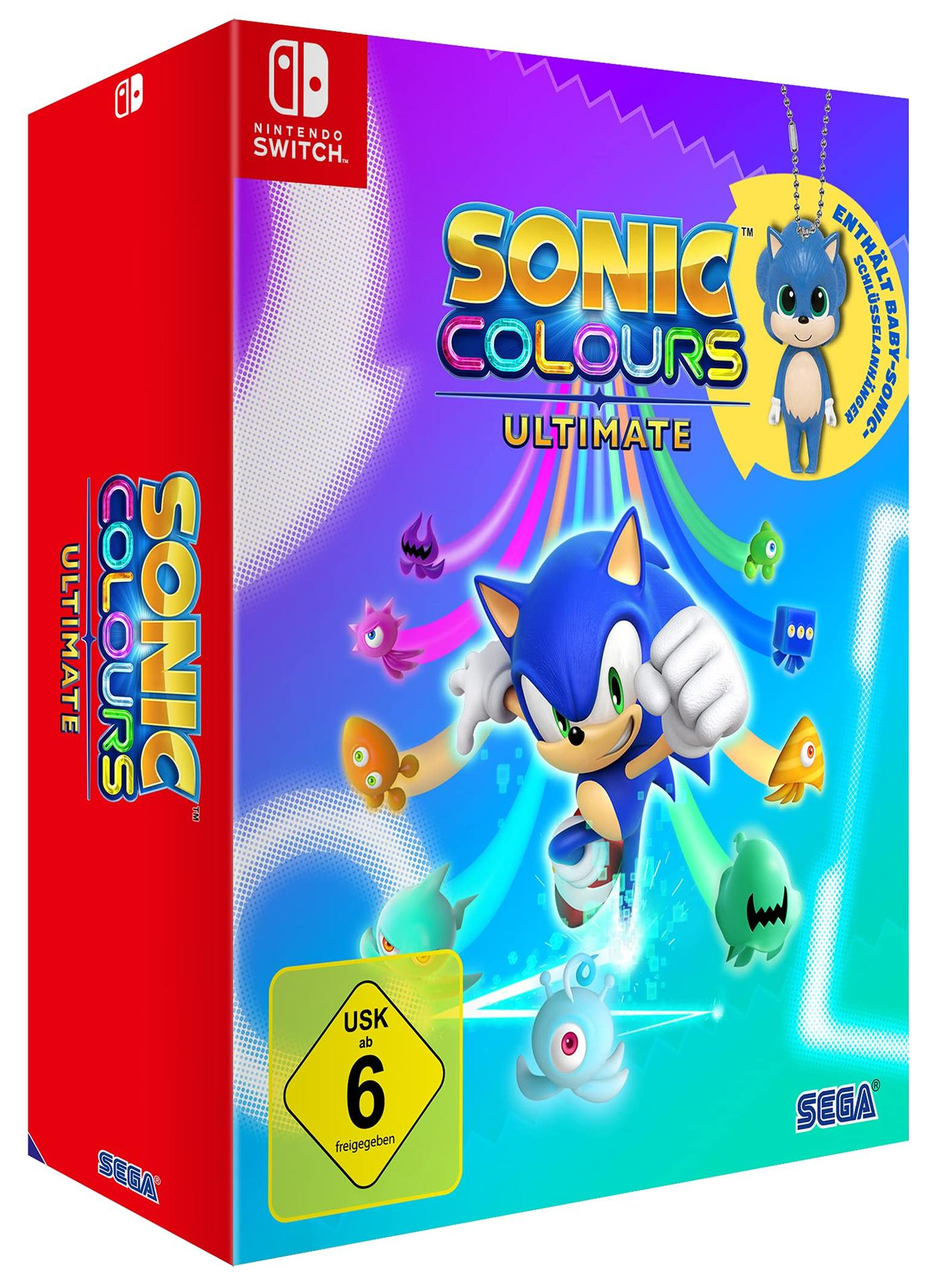 Sonic Colors Ultimate Spielbox mit Sonic-Figur und Spieldetails.