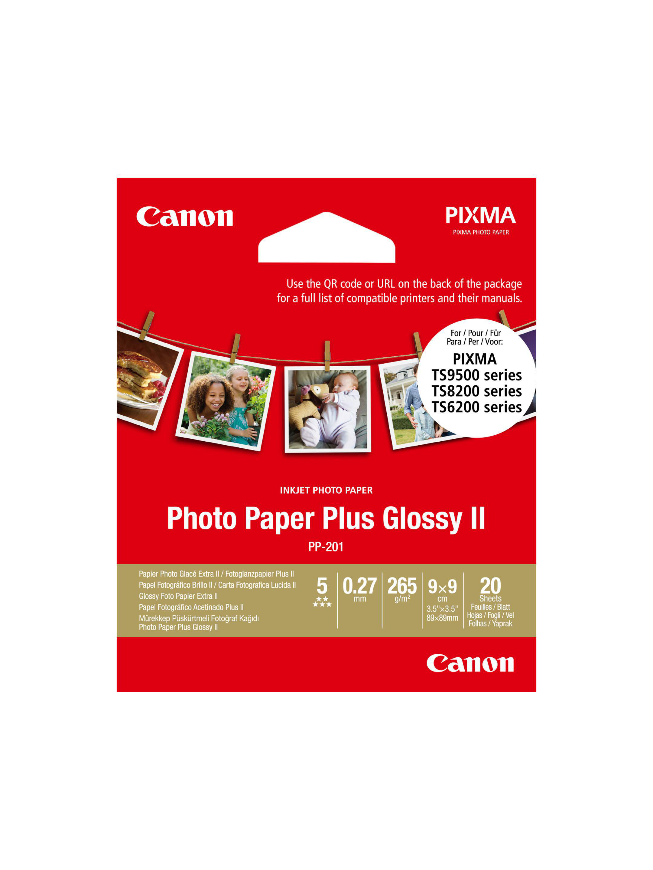 CANON Plus Glossy II x mm Fotopapier Paper Plus Photo 90 90