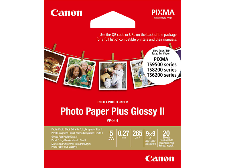 CANON Plus Glossy II Fotopapier 90 x 90 mm Photo Paper Plus
