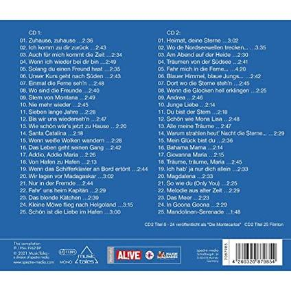 CD-Cover mit zwei Titellisten auf blauem Hintergrund. Unten befinden sich Logos und ein Barcode.