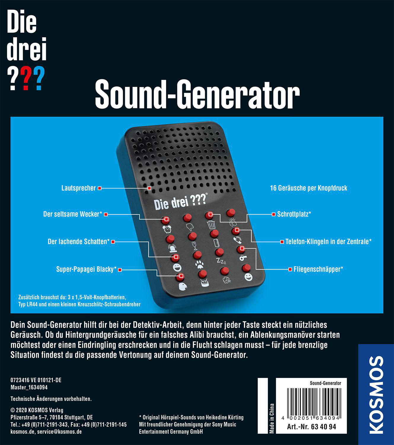 KOSMOS Die drei ??? Sound-Generator Spiel, Mehrfarbig