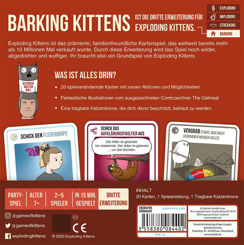 EXPLODING KITTENS Exploding Kittens - Barking Kittens Gesellschaftsspiel Mehrfarbig