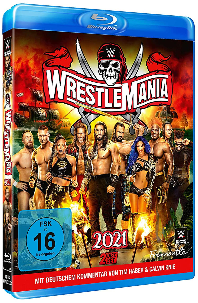 Blu-Ray-Box-Art mit Wrestlern und Piraten-Thema mit einem Piratenschiff im Hintergrund.