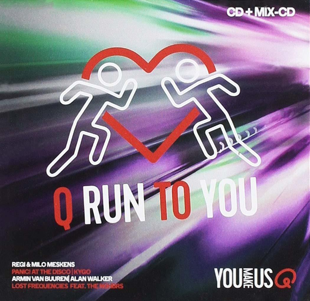 CD cover. Two silhouetted figures within a heart, title Q Run to You.