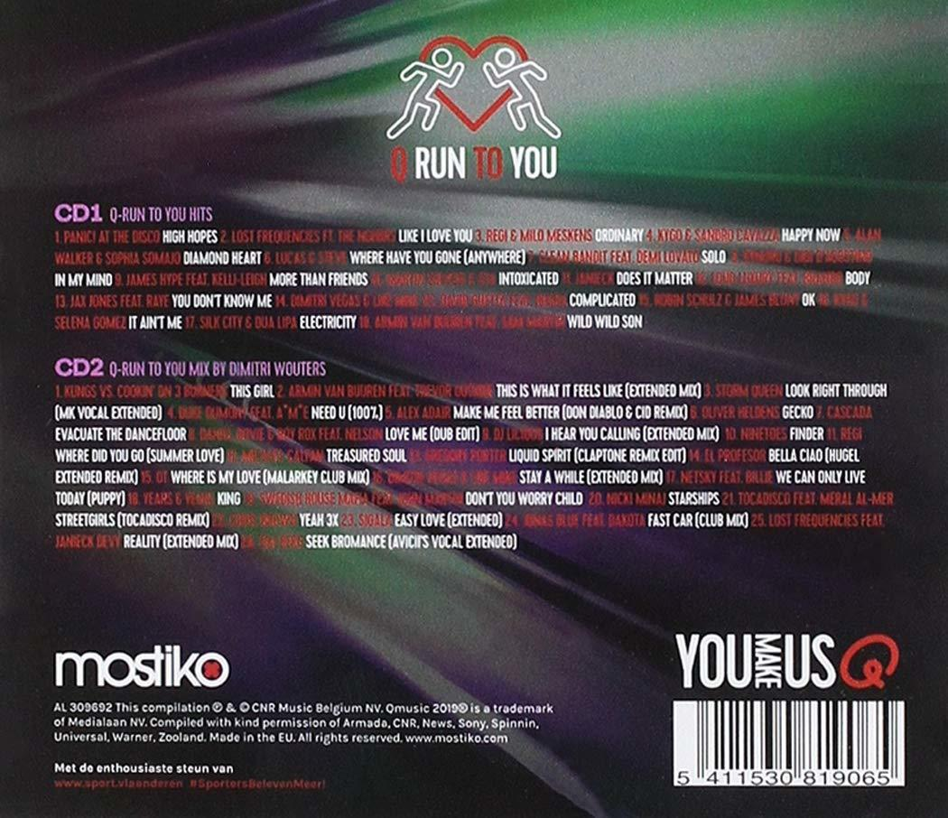 Back of a CD cover with the text "Q Run To You" and a list of songs.