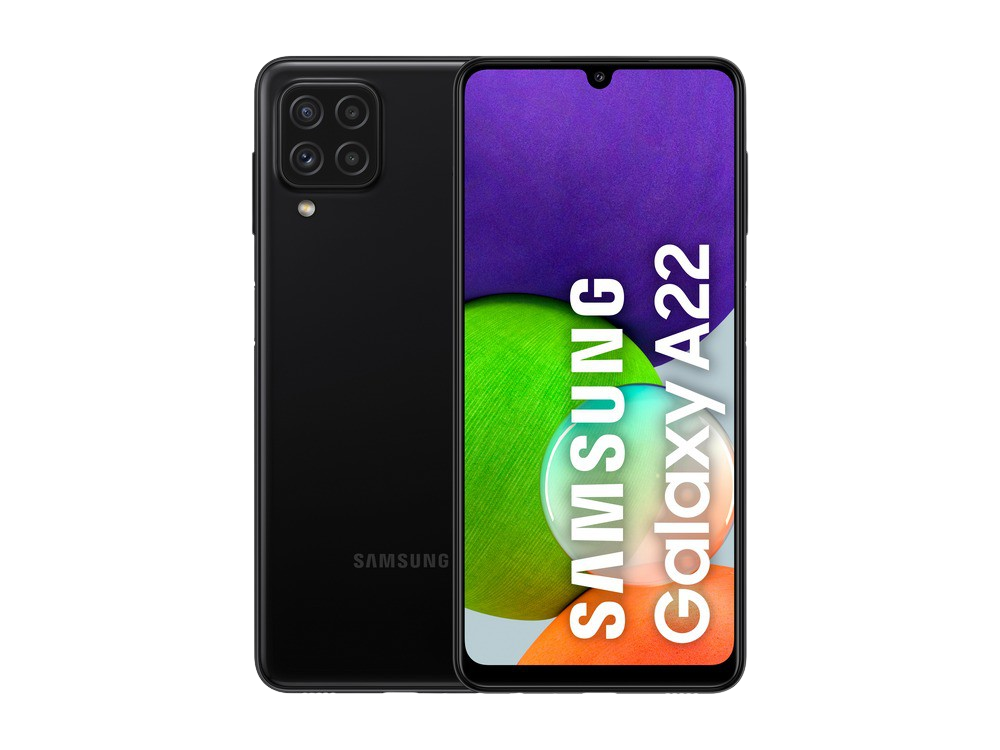 Móvil - Samsung Galaxy A22 LTE, Negro, 128 GB, 4 GB, 6.4" HD+, MediaTek MT6769V, 5000 mAh, Quad Cam, Android 11