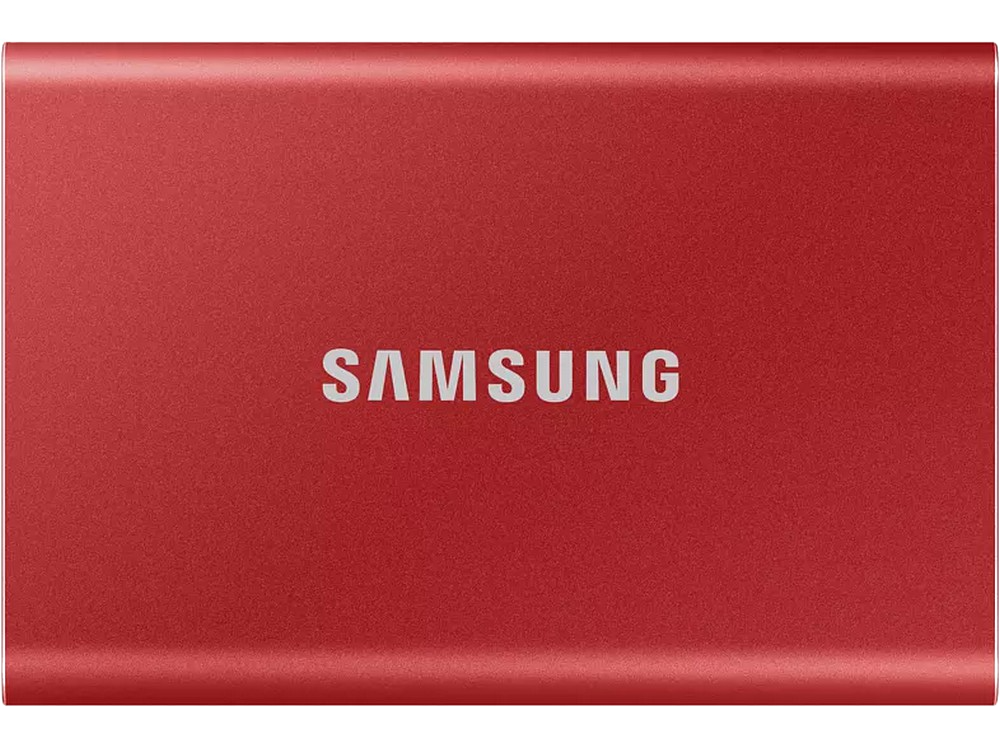 Disco duro SSD 1 TB - Samsung T7, Externo, USB Tipo C, SSD, Rojo