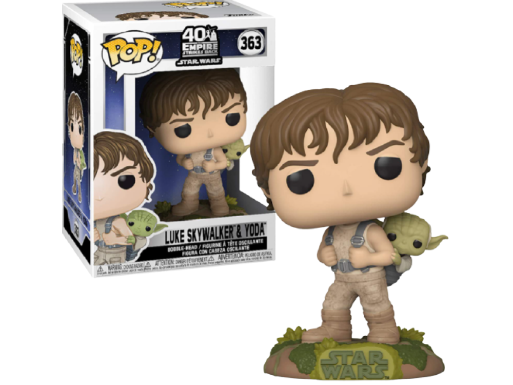Figura Funko Pop! - Star Wars (Empire Strikes Back 40th) Pop! Luke Skywalker and Yoda, 9.5 cm, Vinil, Multicolor