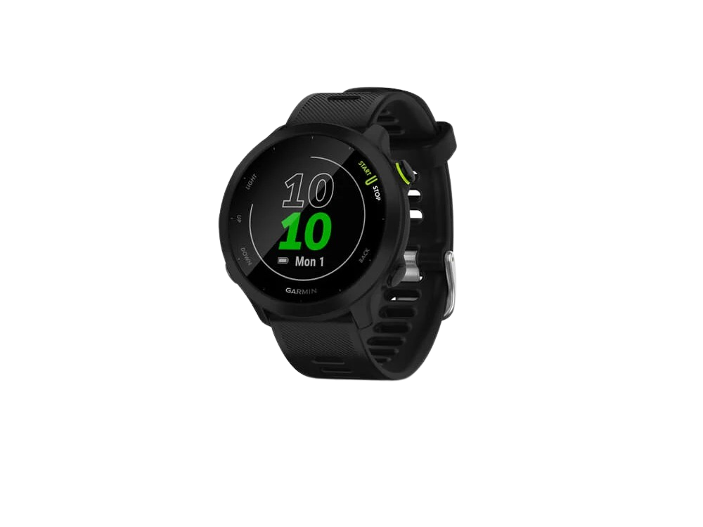 Reloj deportivo - Garmin Forerunner 55, 1,04", MIP, 14 días, GPS, Frecuencia cardíaca, 5 ATM, Negro