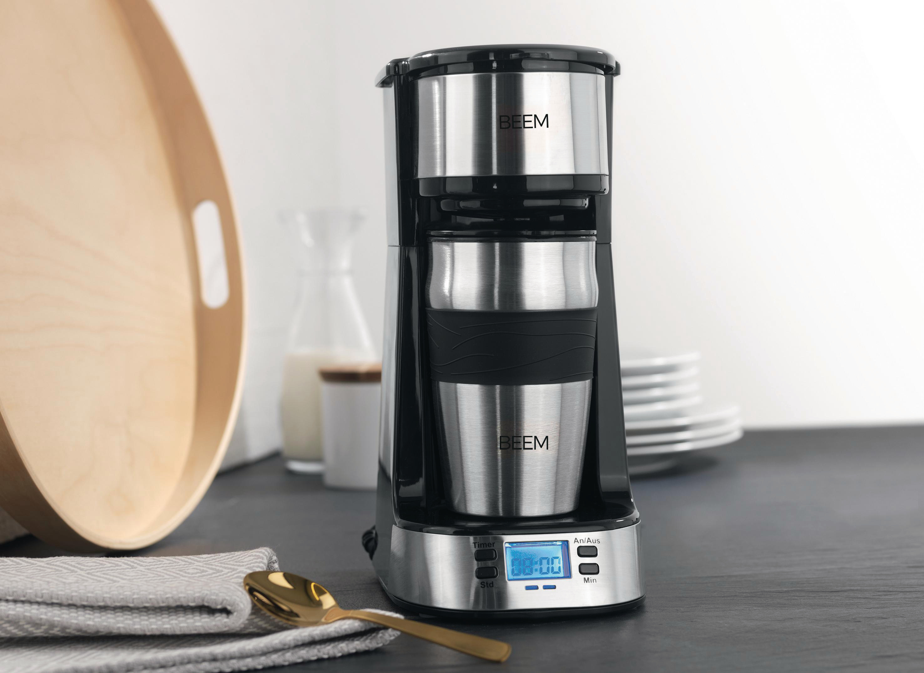 BEEM Thermo2Go Kaffeemaschine Edelstahl/Schwarz
