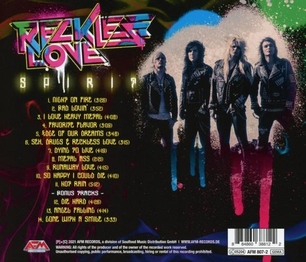 Die Rückseite einer CD mit der Band Reckless Love.