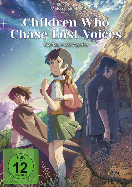 DVD-Cover mit Anime-Charakteren. Ein Mädchen, zwei Jungen und ein Gebäude. Grünes FSK 12-Logo.