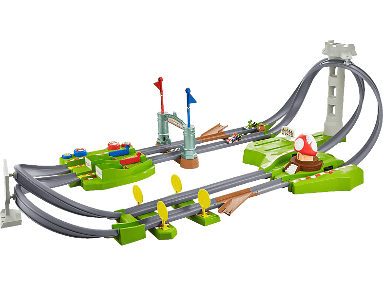 HOT WHEELS Hot Wheels Mario Kart Mario Rundkurs Trackset, Autorennbahn inkl. 2 Spielzeugautos Spielzeugautos Mehrfarbig