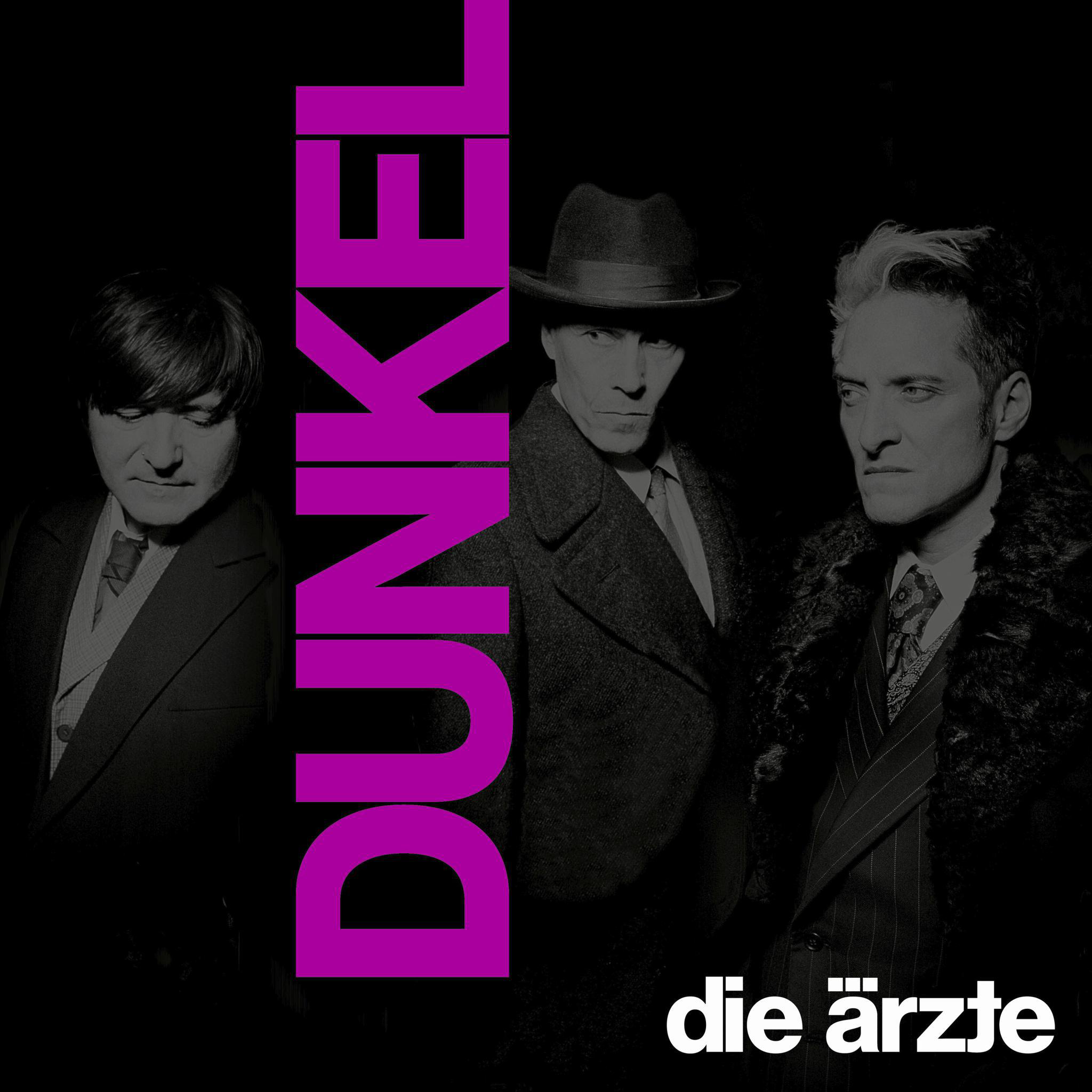 Das Cover eines Musikalbums mit drei Männern in Anzügen und deutschem Text.