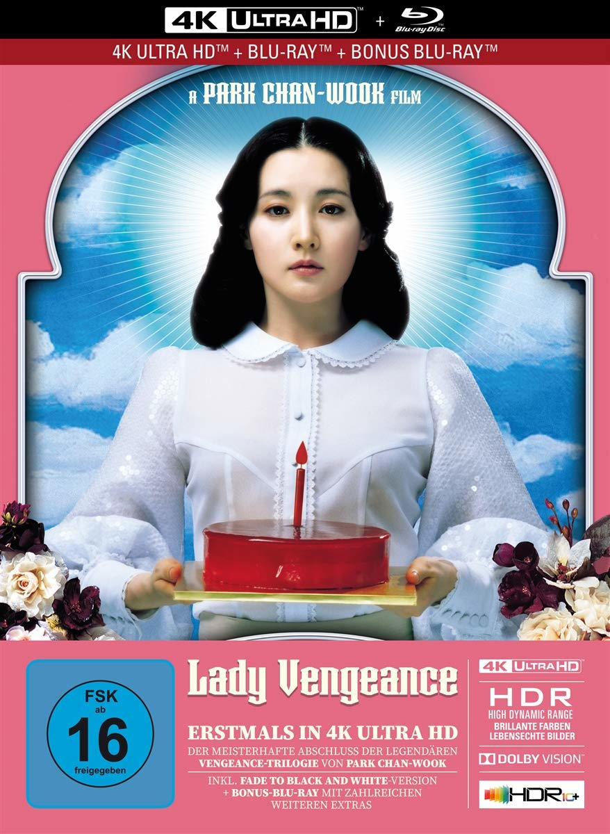 Filmcover mit Frau, die Kuchen mit Kerze hält. Text auf Koreanisch und Englisch.