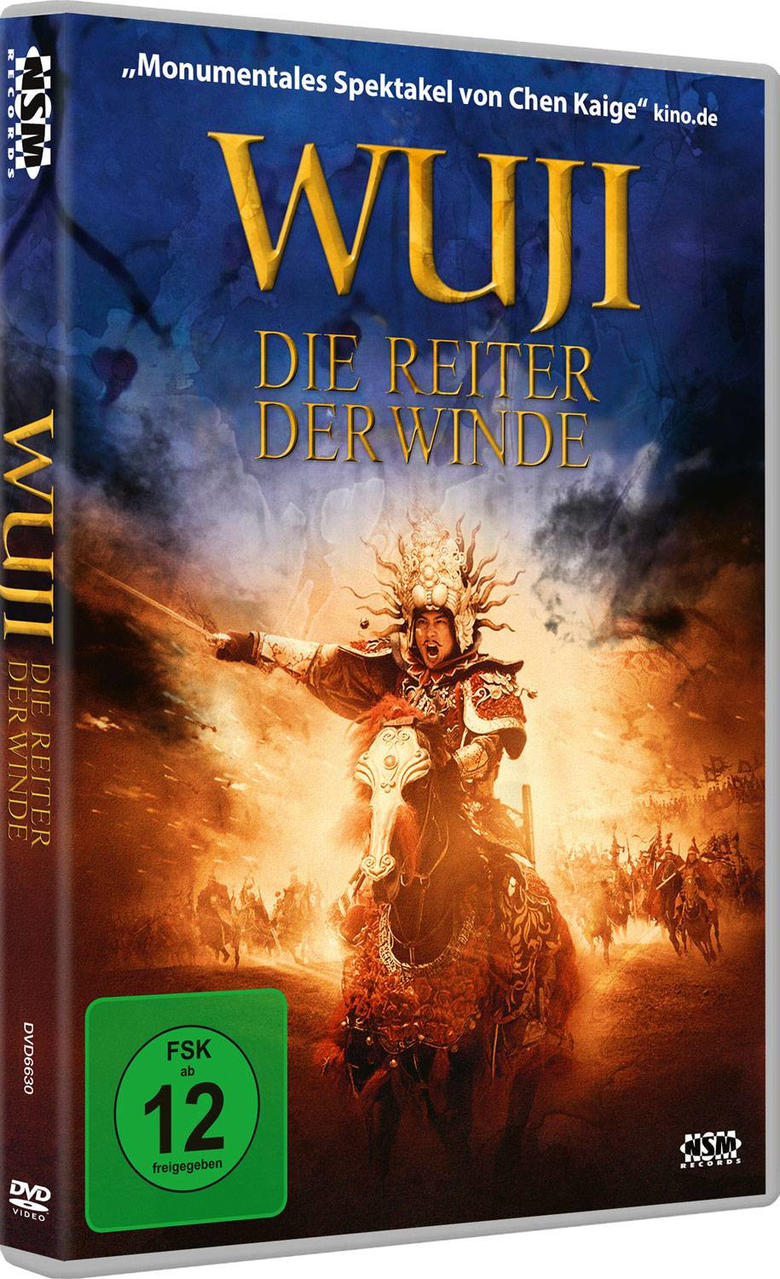 DVD-Cover des Films 'Wuji: Die Reiter der Winde' mit Krieger auf Pferd.