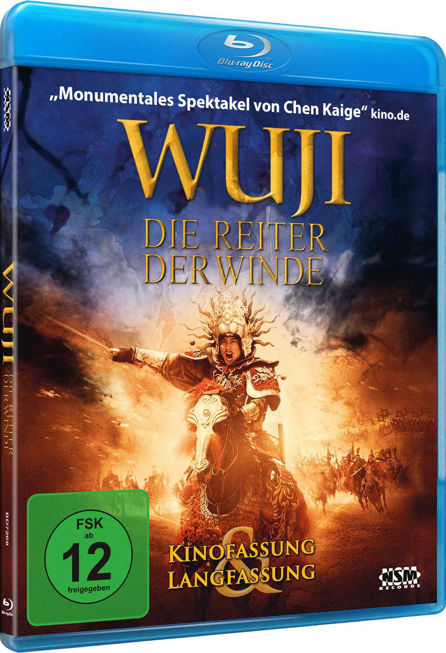 Blu-ray-Cover des Films 'Wuji: Die Reiter der Winde' mit Krieger auf Pferd.