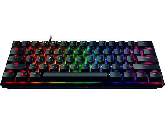 RAZER Razer Huntsman Mini (Purple Switch / CH) - Gaming-Tastatur, Kabelgebunden, QWERTZ, Tenkeyless (TKL), Opto-Mechanical, Razer Clicky Optical Switch (Lila), Schwarz