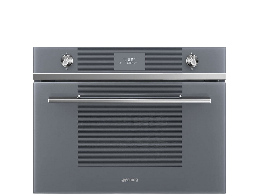 Horno - Smeg SF4101MS1, 40 l, Eléctrico, 4 funciones de cocción, Pantalla LCD, 45 cm, Gris