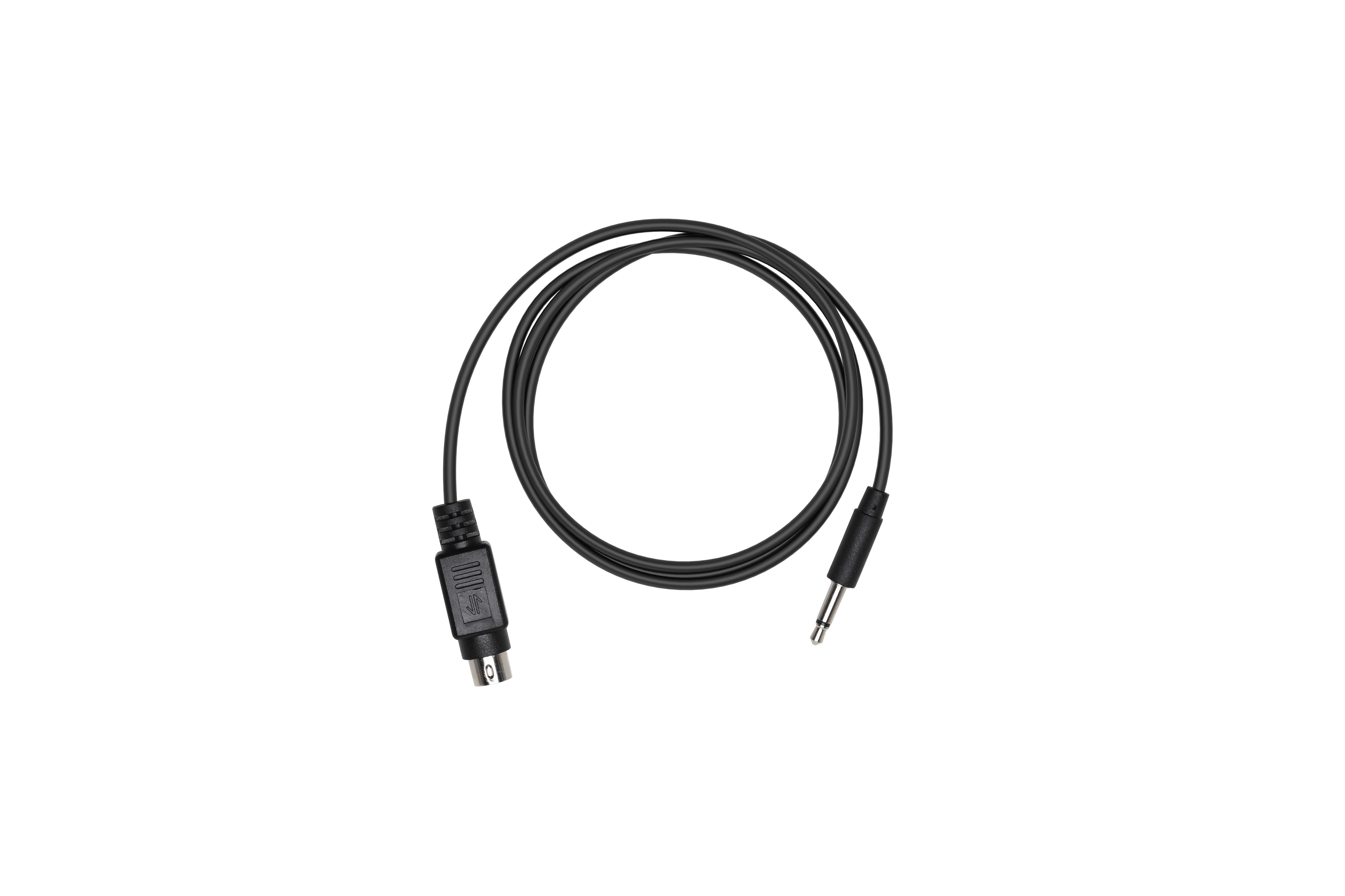 Schwarzes Audiokabel mit MIDI- und 3,5-mm-Klinkenstecker.