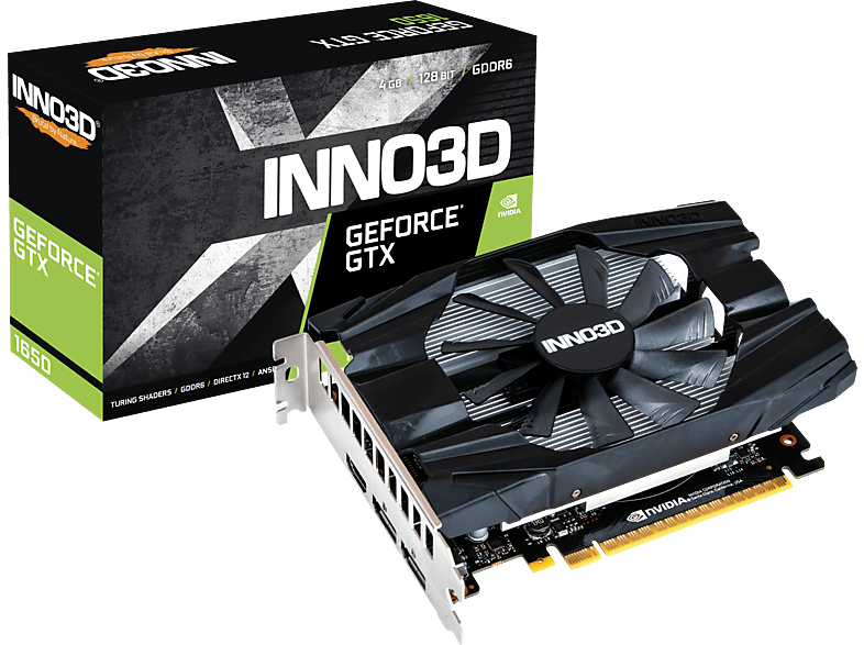 INNO3D GeForce GTX 1650 Compact X1 4 GB (N16501-04D6-1177VA19) (NVIDIA, Grafikkarte)