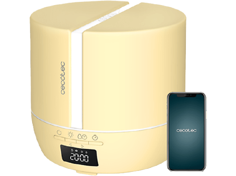 Humidificador - Cecotec PureAroma 550 Connected SunLight, 0.5 l, 30 m², 5 ml/h, Temporizador, Crema