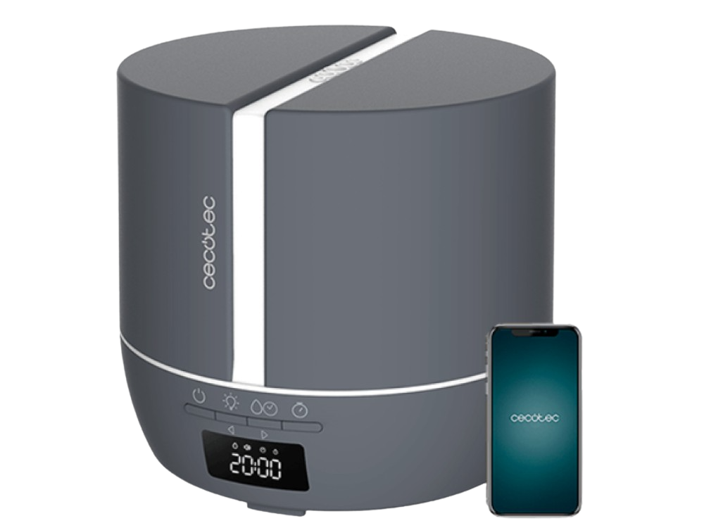 Humidificador - Cecotec PureAroma 550 Connected Stone, 0.5 l, 30 m², 25 ml/h, Temporizador, Gris