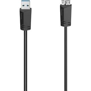 Cable USB - Hama 00200626, De MicroUSB a USB-A, 0.75 m, USB 3.0, Negro