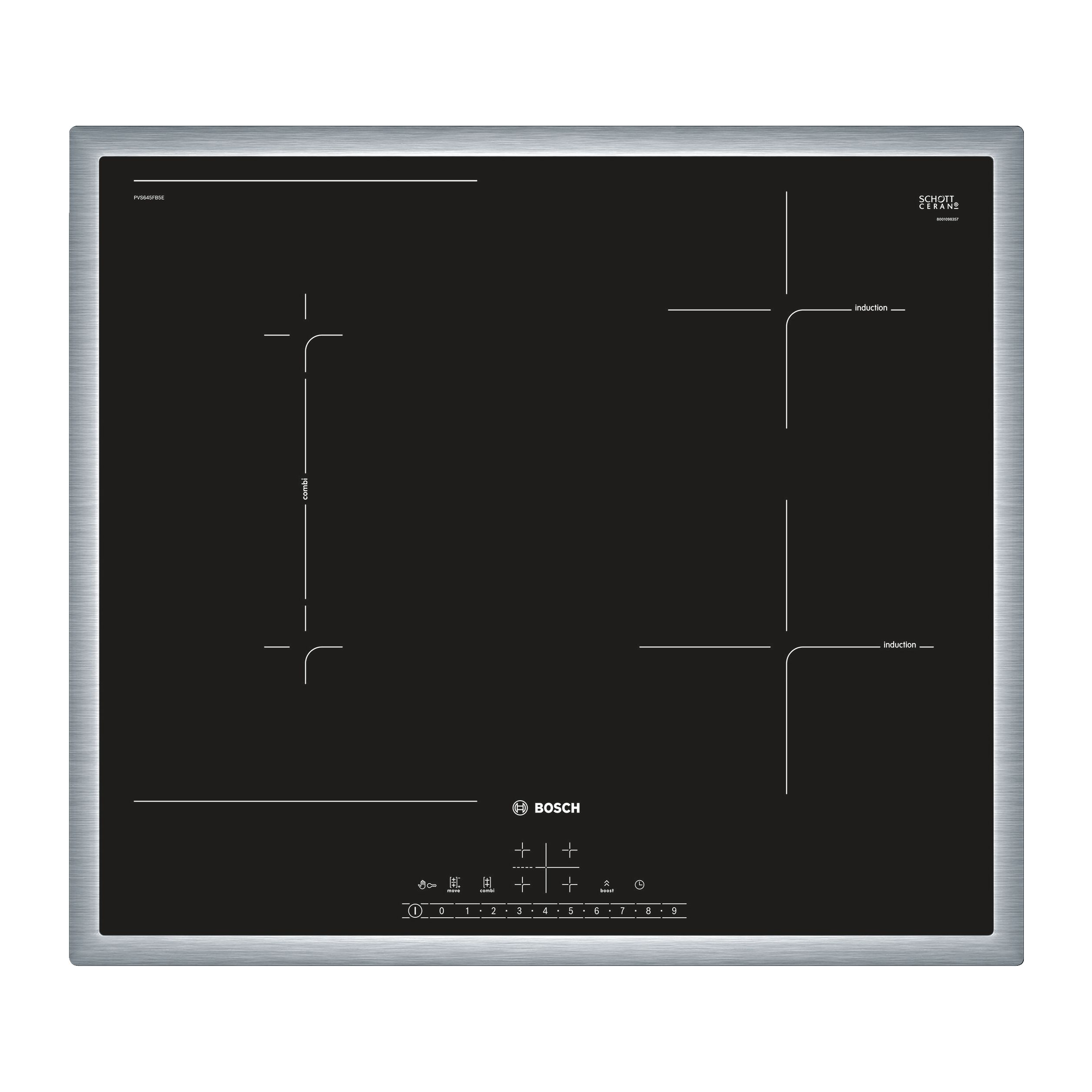Piano Cottura A Induzione Bosch Pvs645Fb5E, 4 zone cottura, 58,3 cm x 51,3