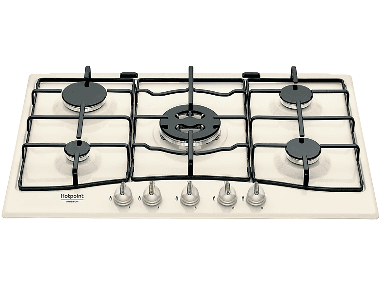 Hotpoint Pcn 750 T (Ow) R /Ha Piano Cottura Gas, 5 Zone Di Cottura, Dimensioni: L 75 Cm, P 51 Piano In Smaltato, Bianco Antico