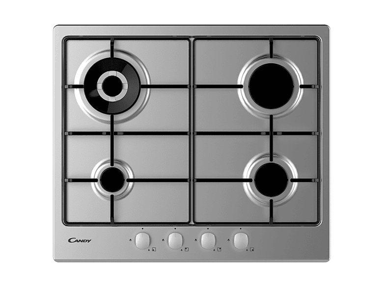 Candy Chw6Br4Wx Piano Cottura Gas, 4 zone di cotura, dimensioni: L 59,5 cm, P 51 piano in Acciaio inossidabile, Inox