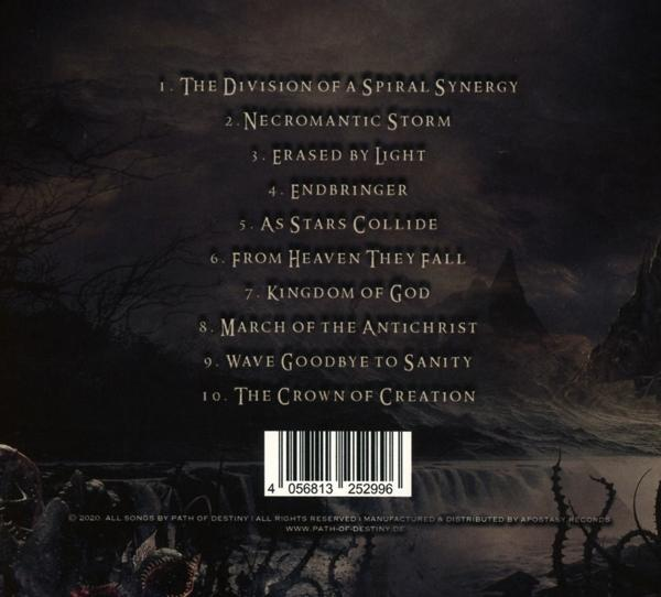 CD-Cover mit Trackliste: Bandname, Logo und Songtitel auf dunklem Hintergrund.