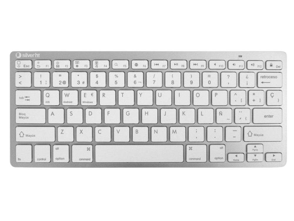 Teclado inalámbrico - Silver HT, Bluetooth, Diseño QWERTY, Hasta 10 m, 78 teclas, Blanco