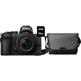 NIKON Z 50 Systemkamera mit Objektiv Z DX 16-50mm f3.5-6.3 VR, Tasche und 16GB Speicherkarte