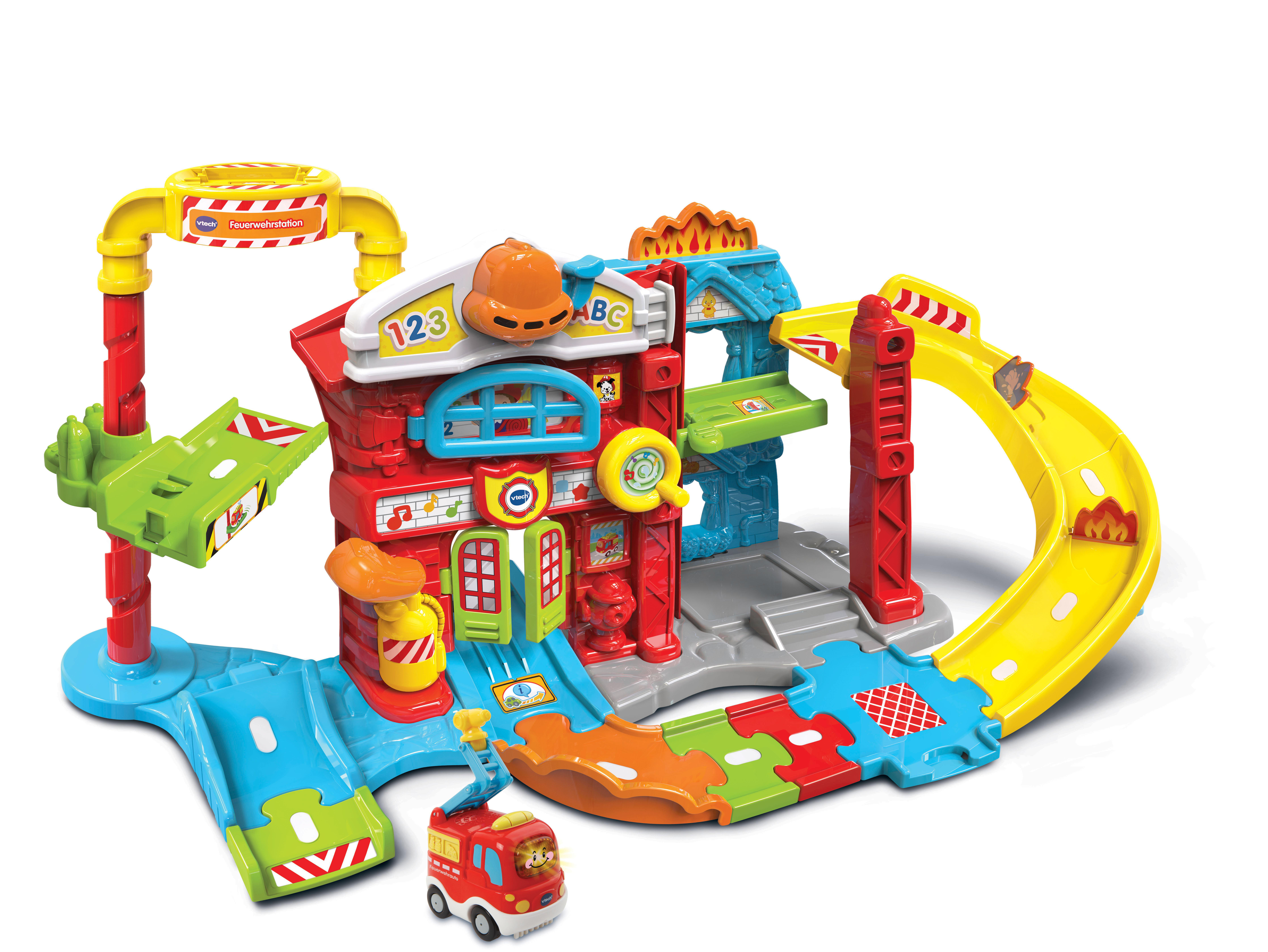 VTECH Tut Tut Baby Flitzer - Feuerwehrstation Spielzeugauto, Mehrfarbig