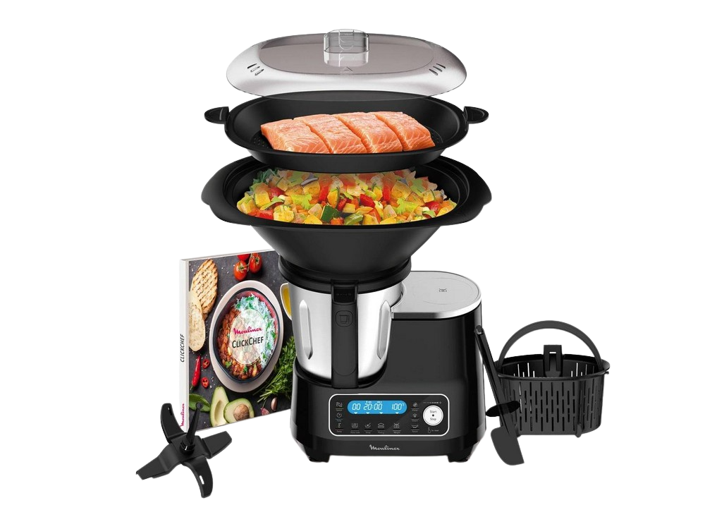 Robot Cocina Moulinex hf4spr30 clickchef 32 funciones 12 velocidades de 5 programas 13 7 accesorios libro 1400w 3.6 recetario en castellano auto temperatura 30 120 1400 36