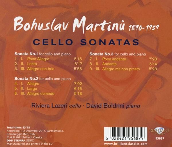Boldrini,David/Lazeri,Riviera - Martinu:Cello Sonatas  - (CD)