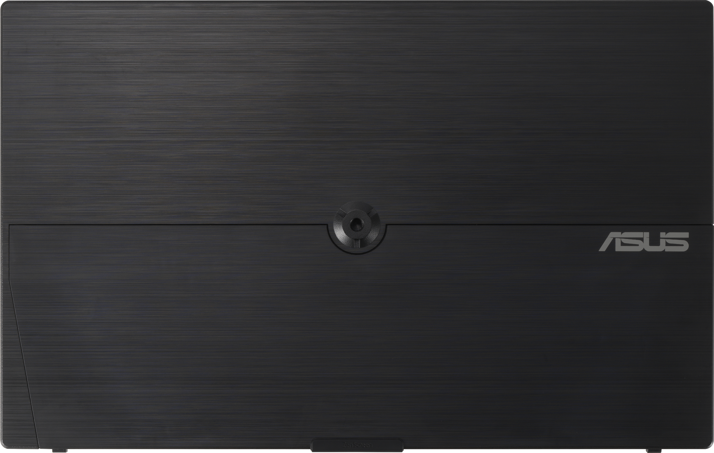 Schwarzer Laptop-Deckel mit ASUS-Logo.